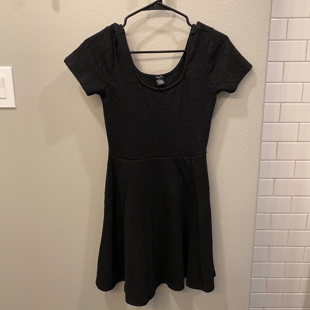 Black Rue 21 Skater Dress with Texture- Size S